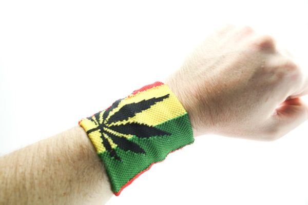 Wristband Cannabis Leaf Rasta Colors