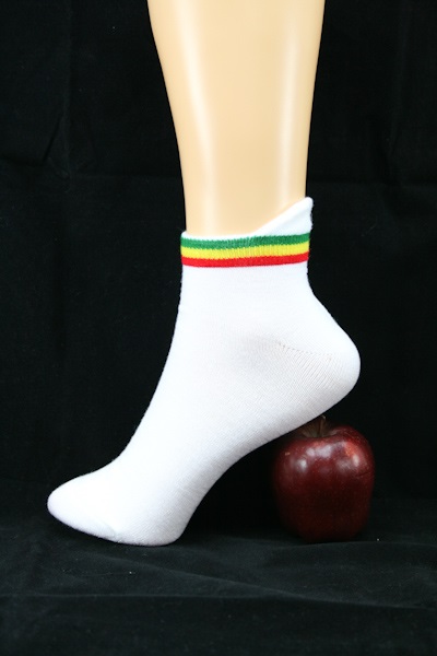 Low-Cut Socks White Small Rasta Stripes all Sizes