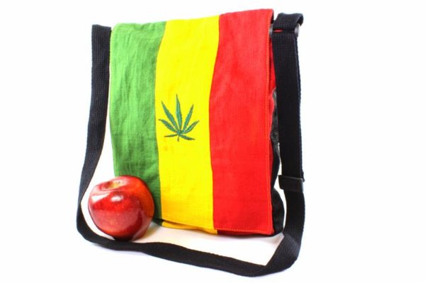 Messenger Bag Cannabis Leaf Green Yellow Red Zip