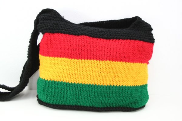Bag Shoulder Knitted Green Yellow Red Black Zip