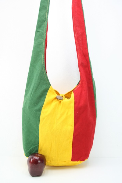 Bag Hippie Small Size Shoulder Button Green Yellow Red