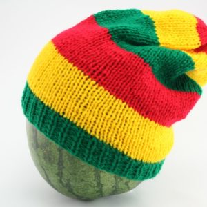 Beanie Long Large Stripes Red Green Yellow