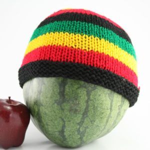 Beanie Short Large Stripes Green Yellow Red