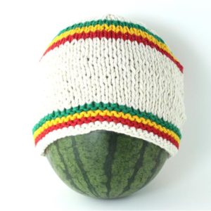 Beanie Short Small Stripes Green Yellow Red