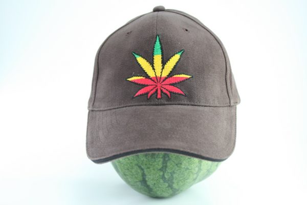Cap Brown Color Rasta Cannabis Leaf