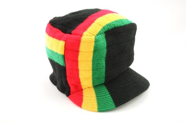 Cap Black Hiphop Stripes Rasta Colors