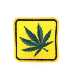 Patch Cannabis Leaf Yellow Road Sign