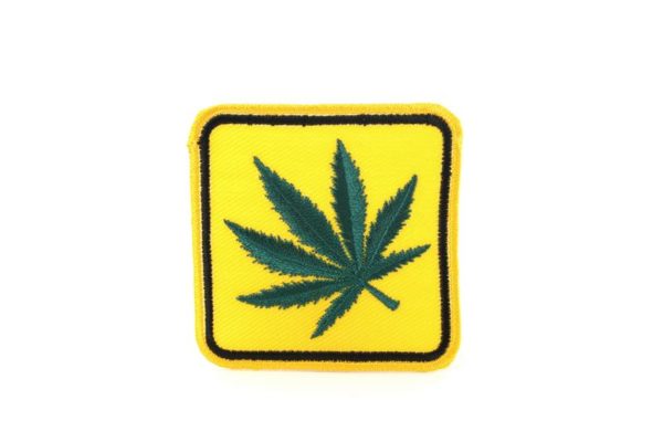 Patch Cannabis Leaf Yellow Road Sign