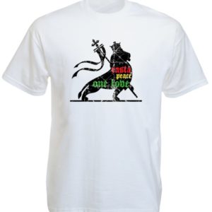 Rasta Lion Peace One Love White Tee-Shirt
