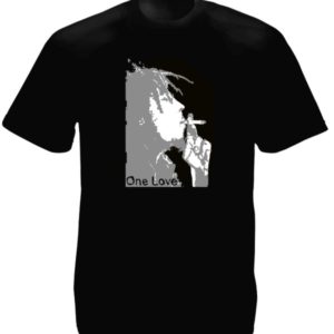 Black and White Bob Marley One Love Black Tee-Shirt