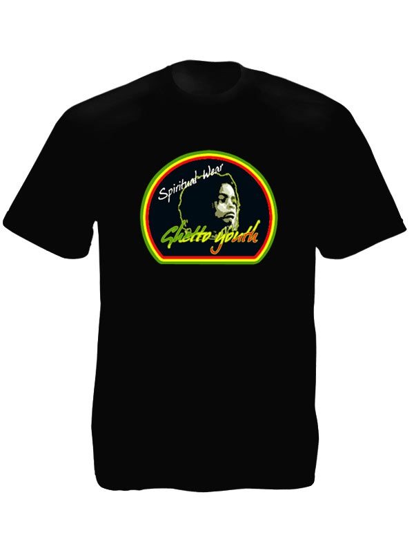 Ghetto Youth Rastafari Spiritual Wear Black Tee-Shirt