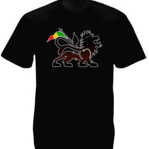 Lion of Judah Black T-Shirt Short Sleeves Rasta Flag
