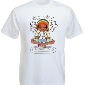 Bong Smoking Rastaman White Tee-Shirt