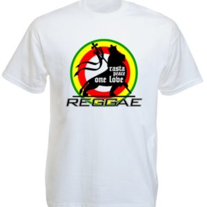 Rasta Peace One Love Reggae White Tee-Shirt