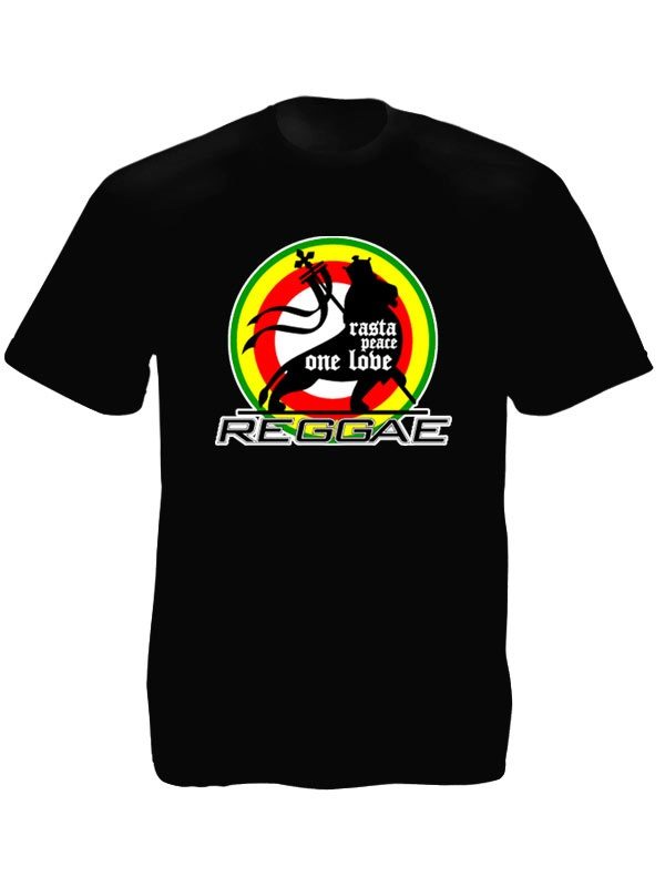 Rasta Peace One Love Reggae Black Tee-Shirt