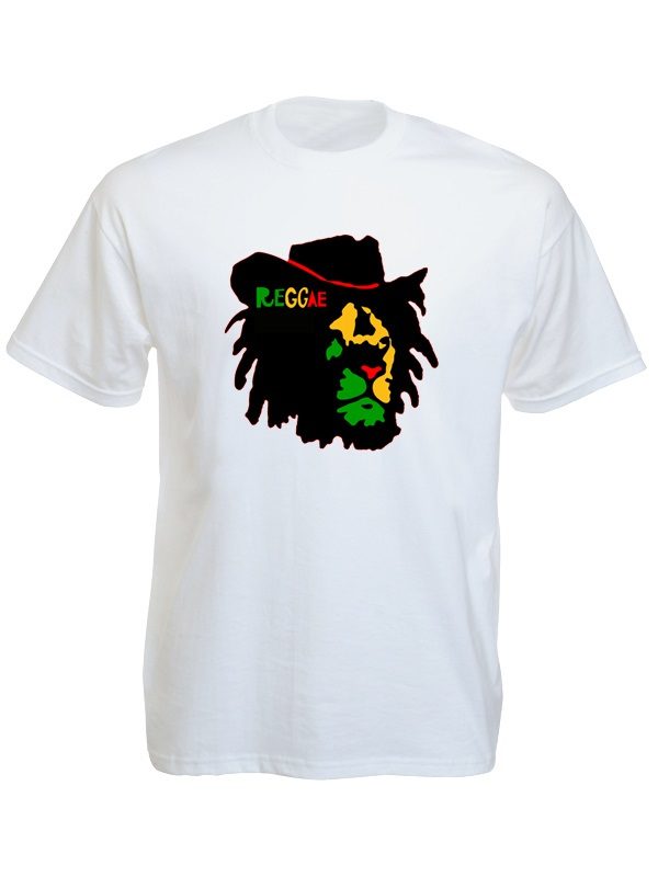 Reggae Colors Lion of Judah Face White Tee-Shirt