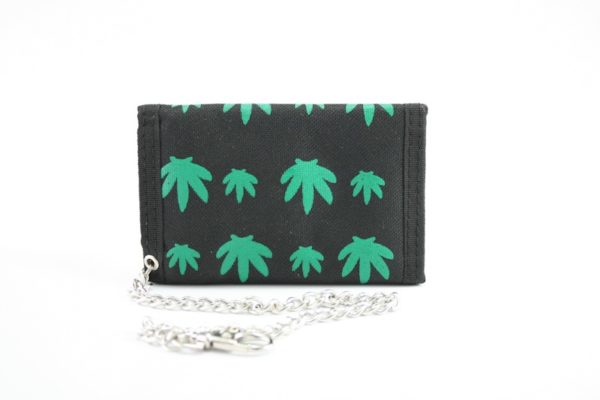 Wallet Fabric Chain Green Weed Leaf