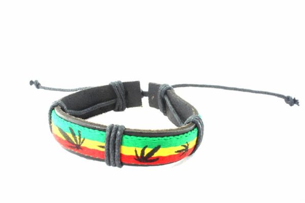 Wristband Green Yellow Red Colors Cannabis Leaf