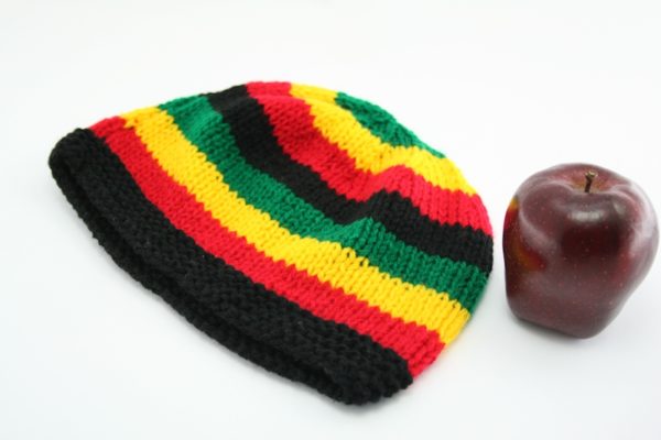 Beanie Short Large Stripes Green Yellow Red