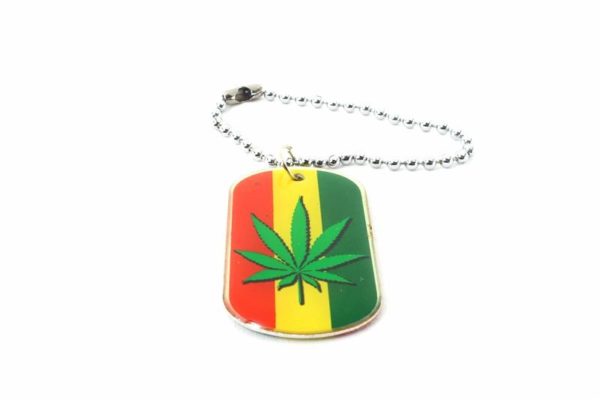 Keychain Cannabis Leaf All Metal Green Yellow Red
