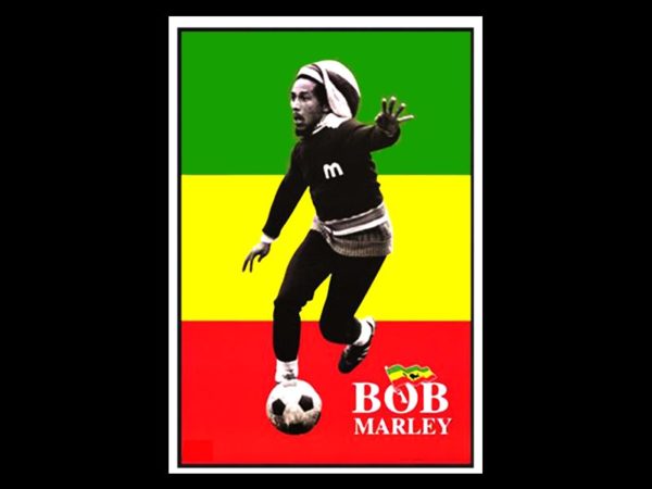 Bob Marley Playing Football Black T-Shirt Short Sleeves