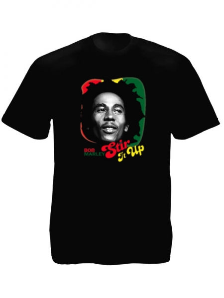 Stir It Up Bob Marley Black Tee-Shirt