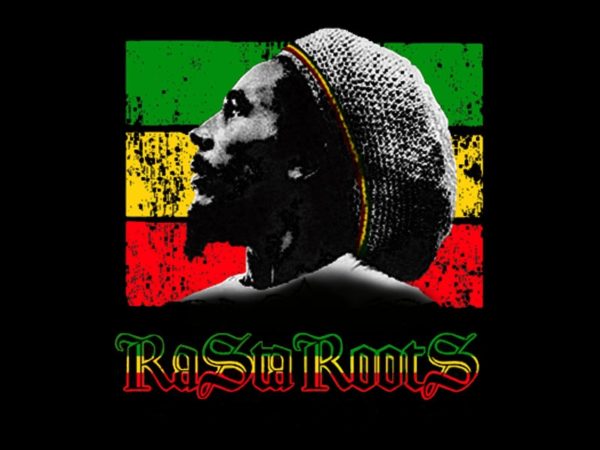 Bob Marley Portrait Rasta Roots Black Tee-Shirt