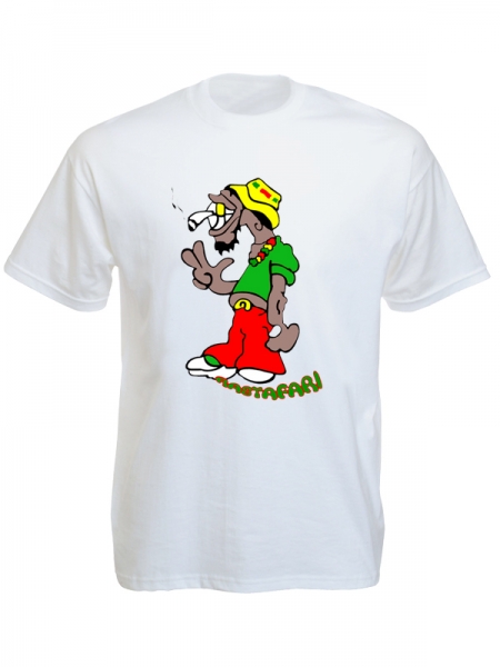Tee-Shirt Humour Rastaman With Joint White Tee-shirt - Hats-Shop.com