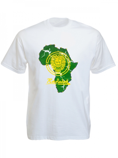 Rasjudah Africa Rasta Lion White Tee-Shirt